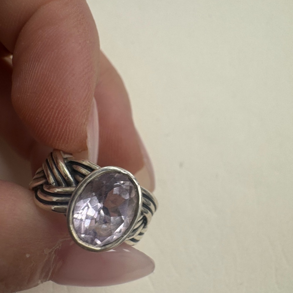 PANDORA RARE Retired Sterling Silver ALE Braided Amethyst Ring Size 7 9.5g - Picture 4 of 16